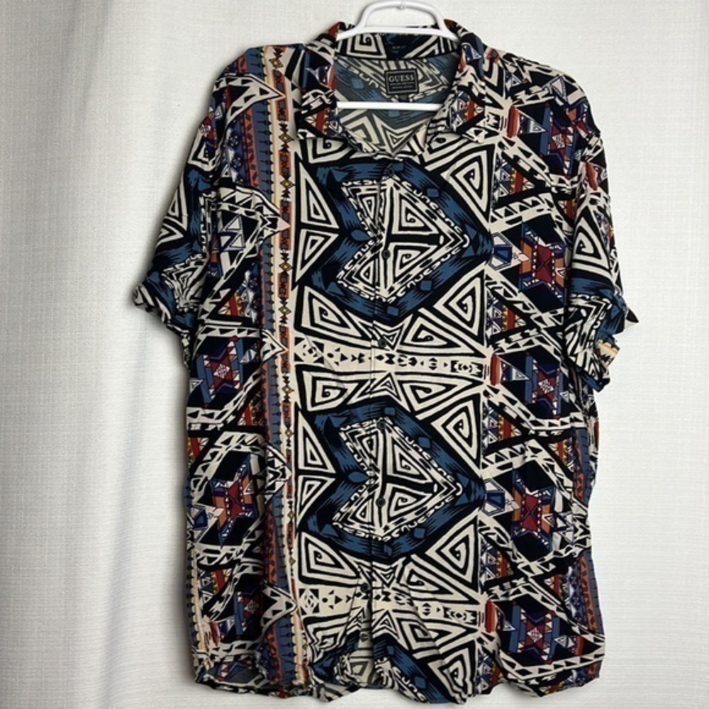 Guess Men’s Hawaiian Shirt Button Short Sleeve